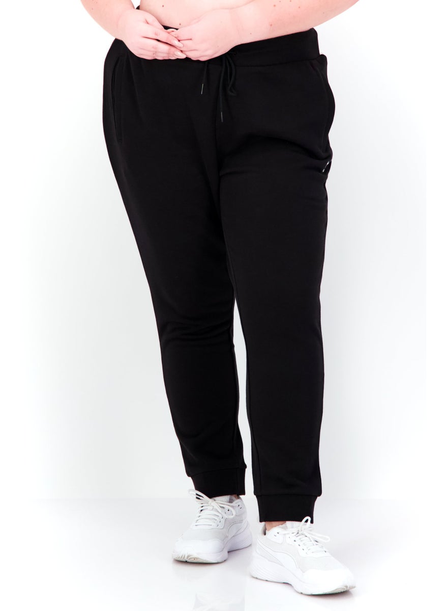 Women Plus Size Running Sweatpants, Black