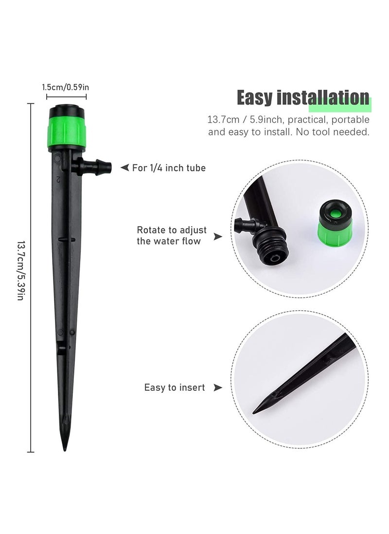 Irrigation Drippers Drip Emitters, 50Pcs 360 Degree Adjustable Fits 1/4 Tube, for Water Flow System