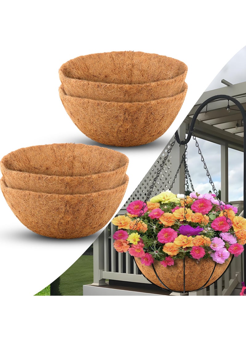 Coco Liners for Planters, 4 Pack 10 Inch Round Hanging Basket Liners, Coconut Fiber Liners Thick Coconut for Planters Flowers Garden, For Hanging Basket Flowers/Vegetables,  Planter In/Outdoors