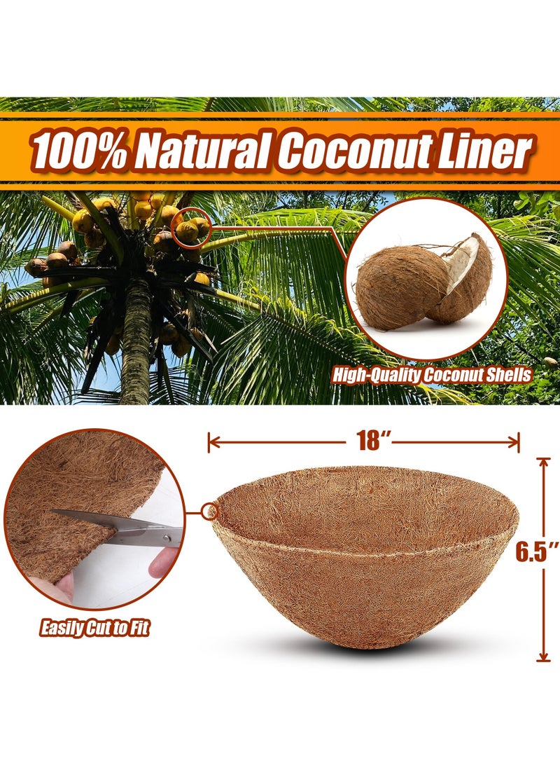 Coco Liners for Planters, 4 Pack 10 Inch Round Hanging Basket Liners, Coconut Fiber Liners Thick Coconut for Planters Flowers Garden, For Hanging Basket Flowers/Vegetables,  Planter In/Outdoors