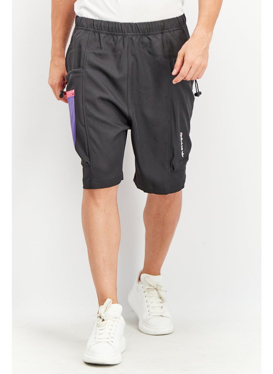 Men Sportswear Fit Brand Logo Shorts, Black Combo