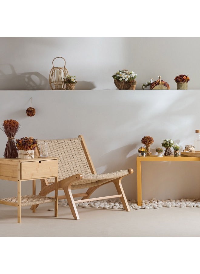 Caven Mix Shola Arrangement in Half Moon Basket with Handle 21 x 12 x 14.5 cm