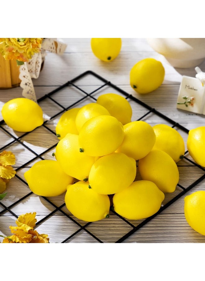 100 Pcs Fake Lemons 3.1 X 2.1 Inch Fake Fruit Faux Yellow Lemon Decor Lifelike Simulation Artificial Lemons For Party Table Summer Kitchen Vase Filler Wreath Garland Photography Prop Decoration