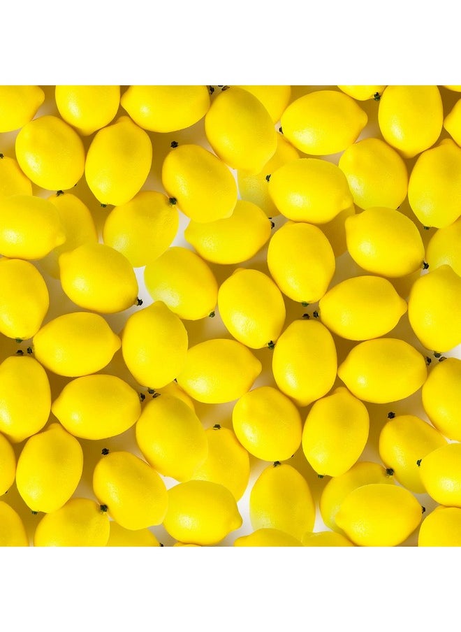 100 Pcs Fake Lemons 3.1 X 2.1 Inch Fake Fruit Faux Yellow Lemon Decor Lifelike Simulation Artificial Lemons For Party Table Summer Kitchen Vase Filler Wreath Garland Photography Prop Decoration