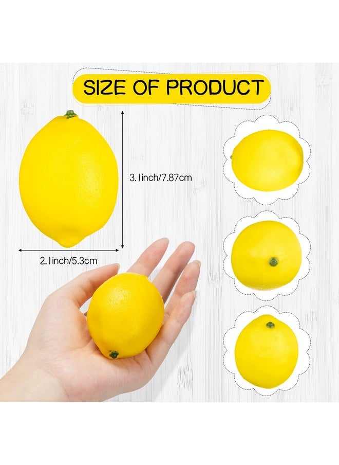 100 Pcs Fake Lemons 3.1 X 2.1 Inch Fake Fruit Faux Yellow Lemon Decor Lifelike Simulation Artificial Lemons For Party Table Summer Kitchen Vase Filler Wreath Garland Photography Prop Decoration