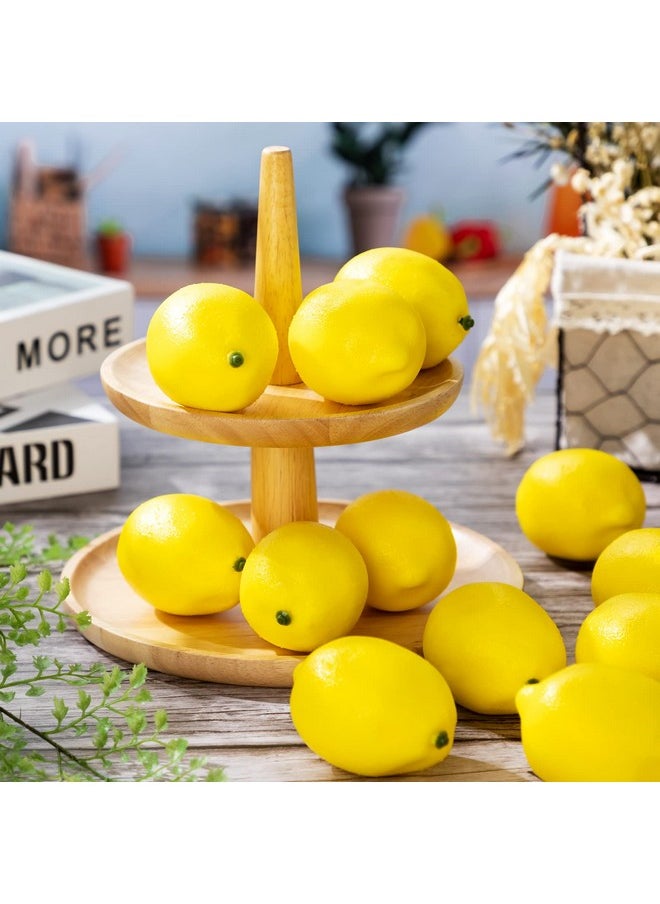 100 Pcs Fake Lemons 3.1 X 2.1 Inch Fake Fruit Faux Yellow Lemon Decor Lifelike Simulation Artificial Lemons For Party Table Summer Kitchen Vase Filler Wreath Garland Photography Prop Decoration