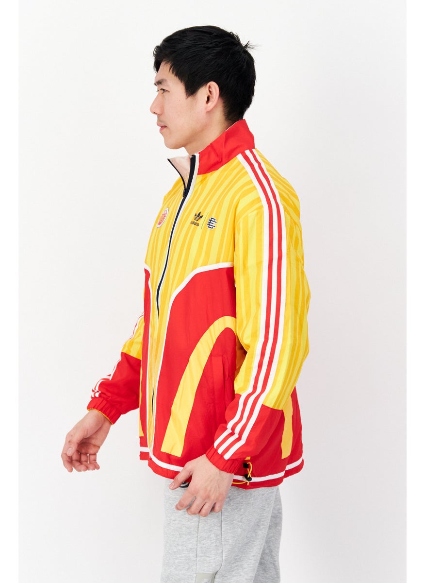 Men Sportswear Fit Outdoor Reversible Track Jacket, Yellow/Red