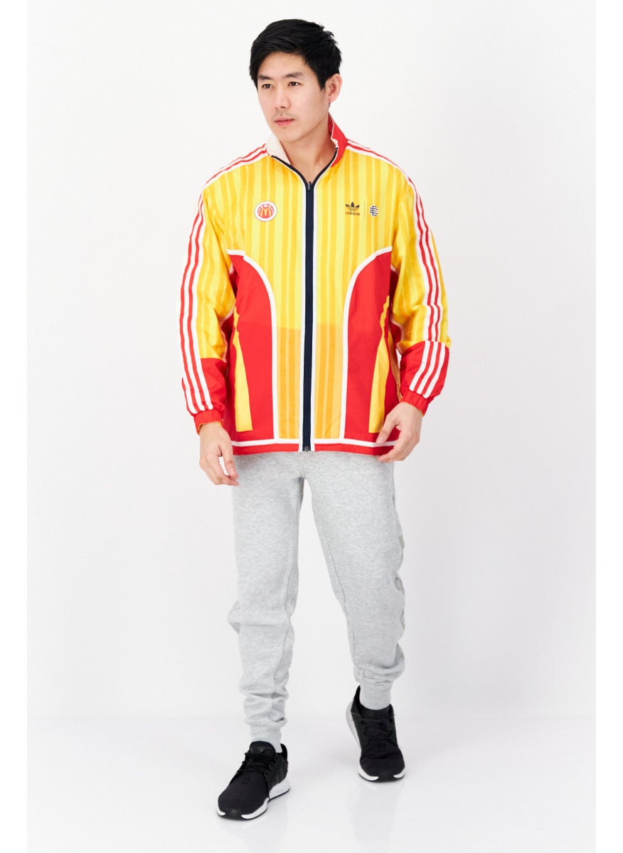 Men Sportswear Fit Outdoor Reversible Track Jacket, Yellow/Red