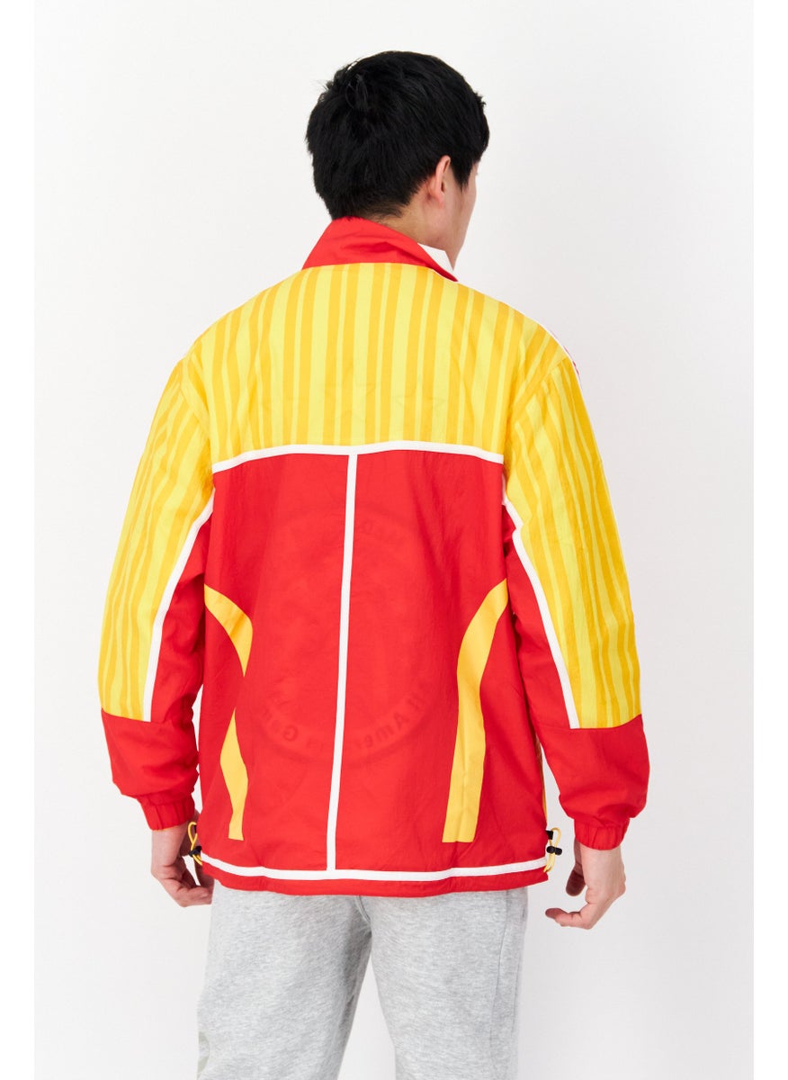 Men Sportswear Fit Outdoor Reversible Track Jacket, Yellow/Red