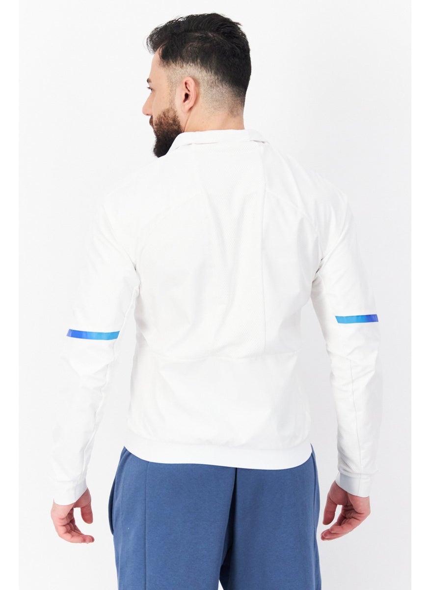 Men Sportswear Fit Long Sleeve Training Jackets, White Combo