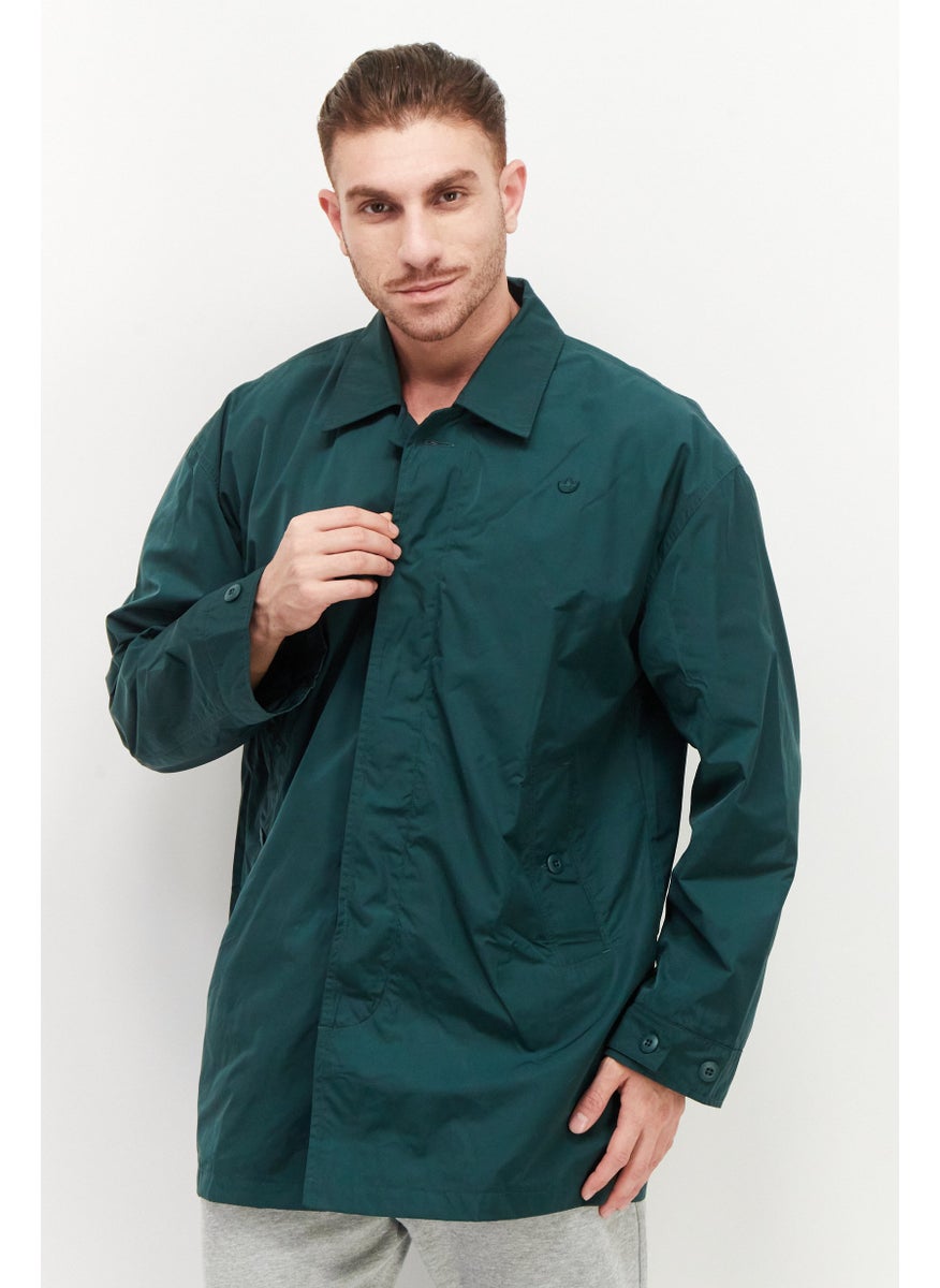 Men Sportswear Fit Long Sleeve Outdoor Jacket , Dark Green