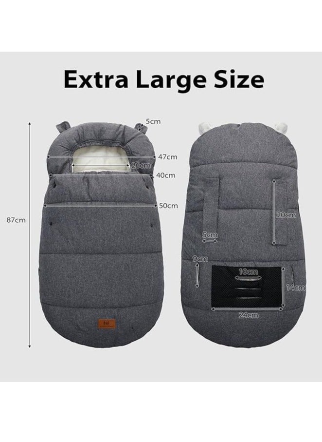 Universal Stroller Footmuff - Warm, Waterproof & Windproof Sleeping Bag With Sherpa Lining & Fleece Hood, Machine Washable For Winter Comfort