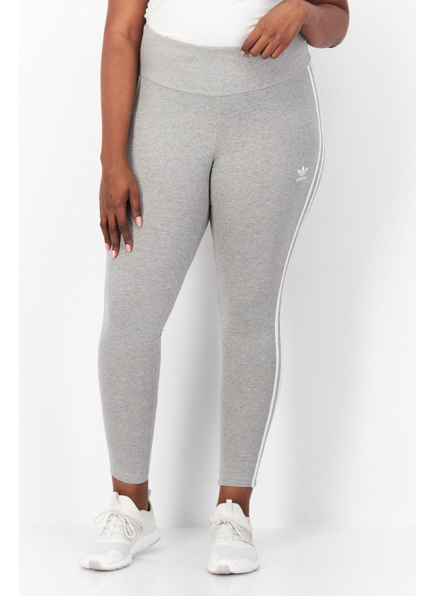 Women Plus Size Mid Rise Training Tight, Grey Heather/White