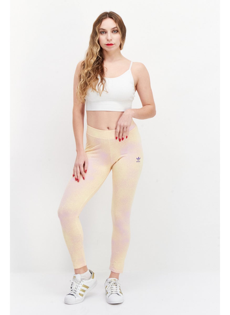 Women Sportswear Fit Training Tights, Lavender/Yellow