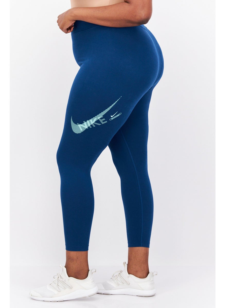 Women Plus Size Brand Logo Leggings, Blue