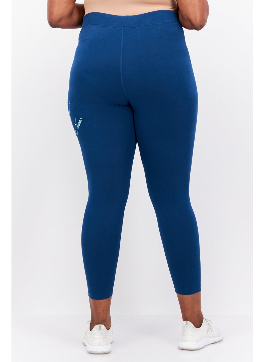 Women Plus Size Brand Logo Leggings, Blue