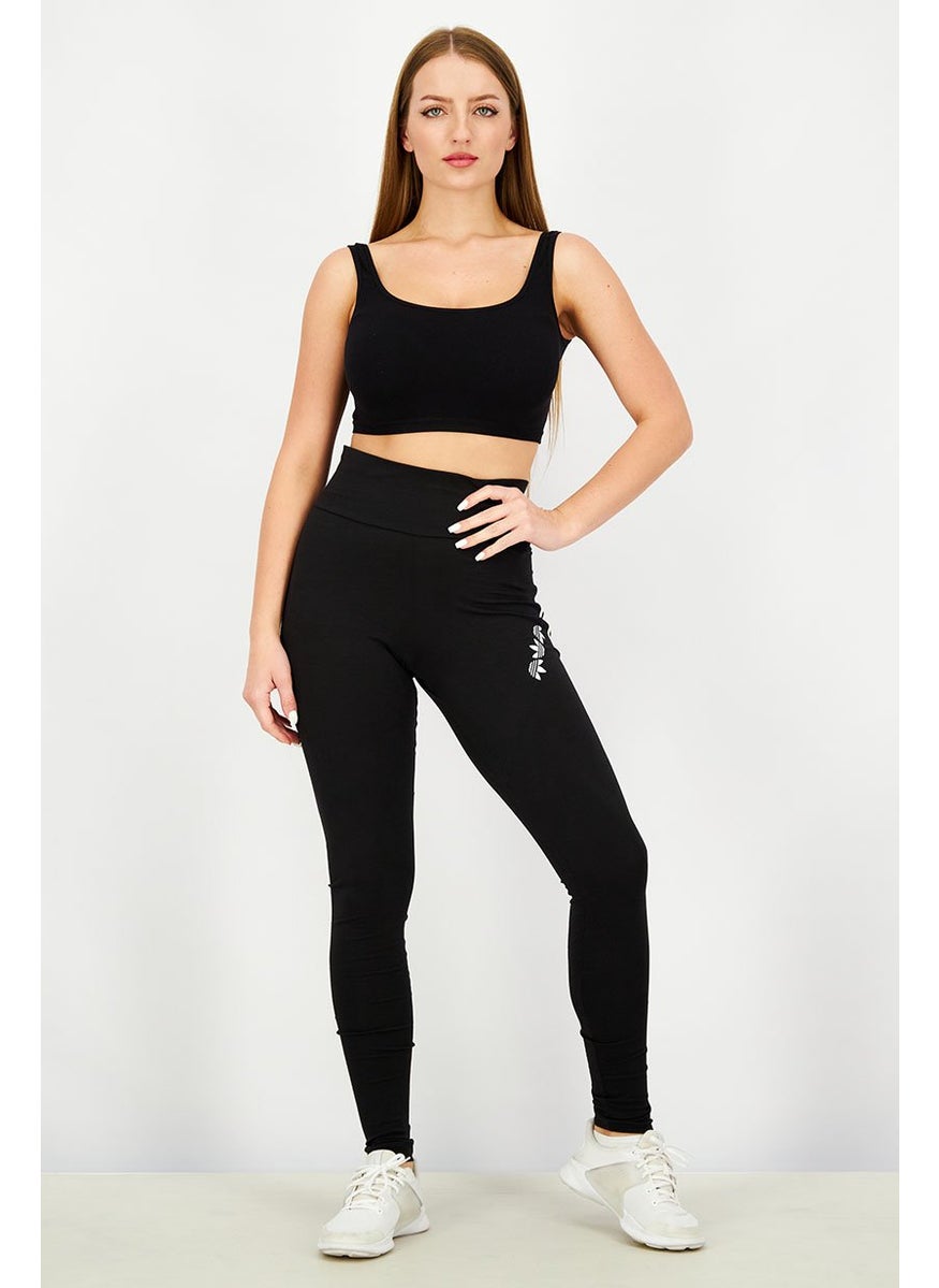 Women Sportswear Fit Three Stripe Ankle Length Leggings, Black