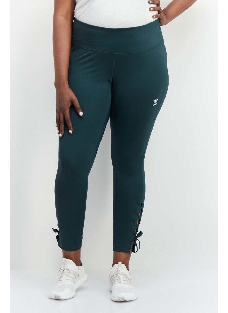 Women Plus Size Brand Logo Training Leggings, Green