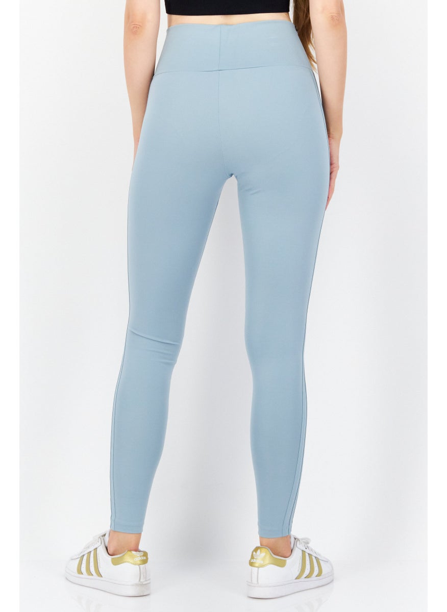 Women Sportswear Fit Brand Logo Training Tights, Mint Blue