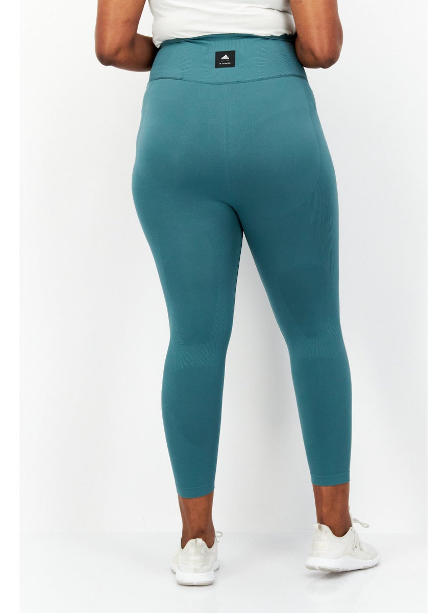 Women Plus Size Plain Leggings, Slate Green