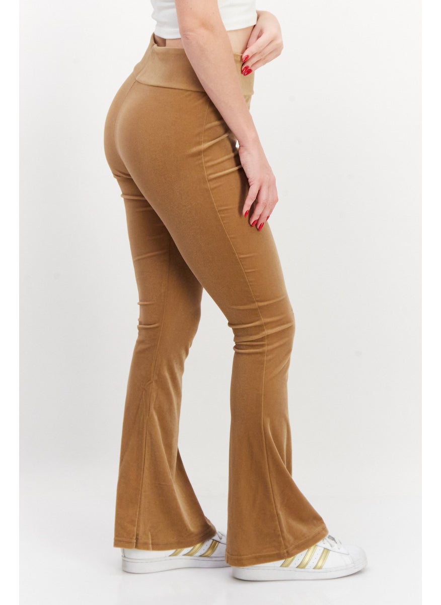 Women Sportswear Fit Flare Outdoor Leggings, Light Brown