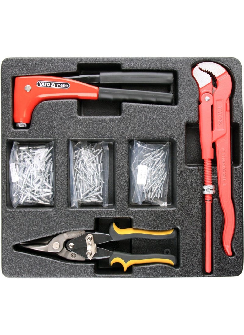 YATO Drawer Insert With Hand Riveter, Rivets Snip and Wrench 6pcs YT-55478