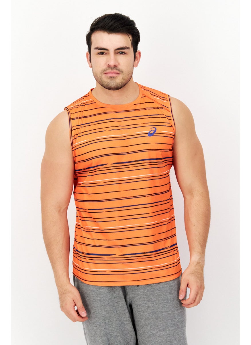 Men Sportswear Fit Sleeveless Running Vest, Orang Combo