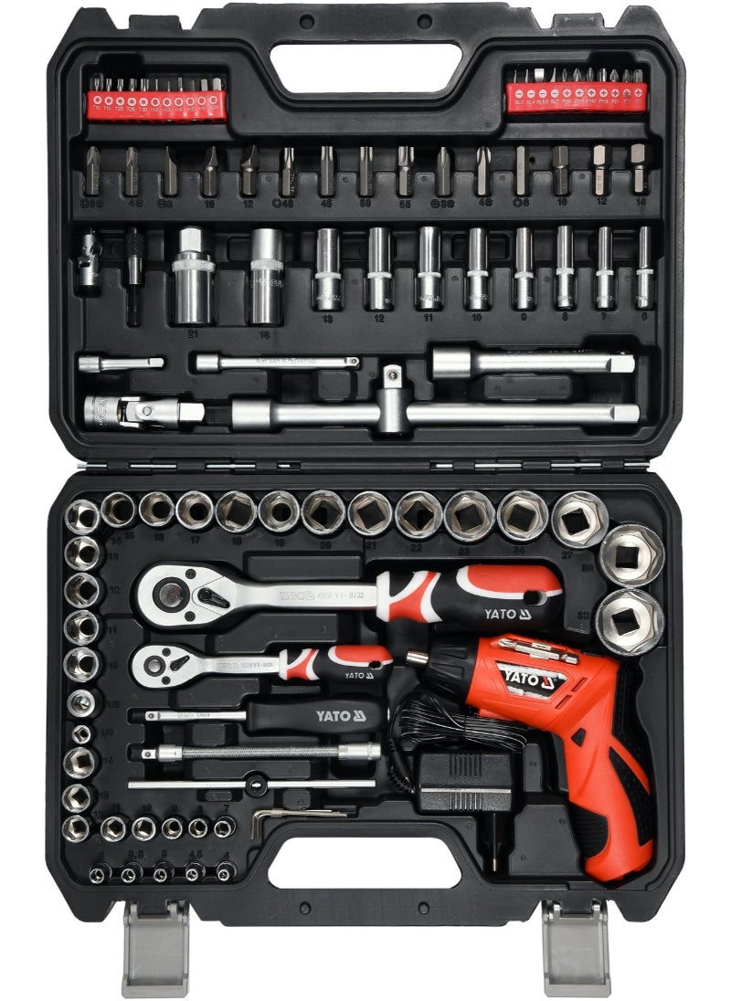 YATO Tool Set w/Cordless Screwdriver 100pcs YT-12685