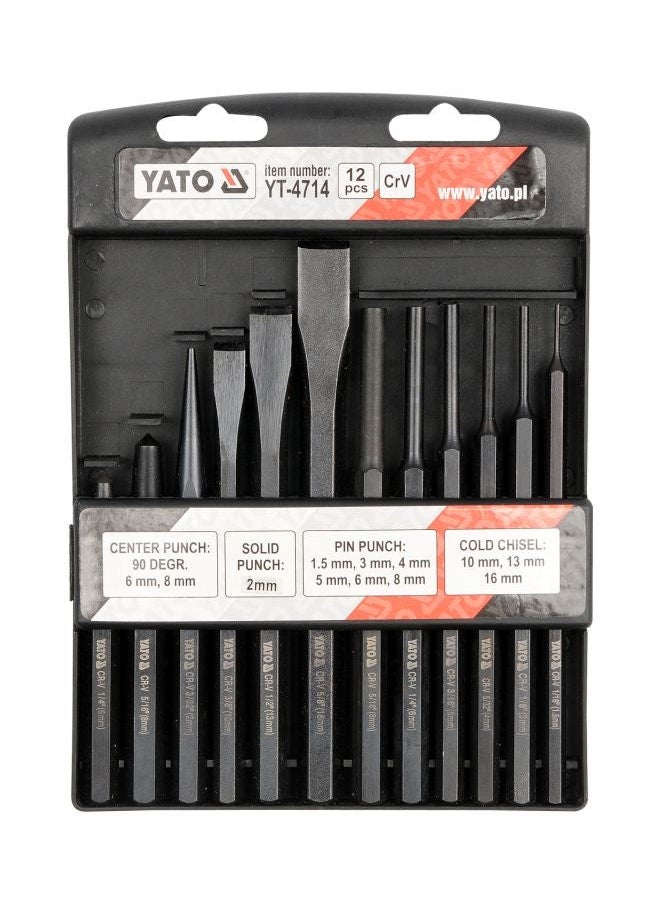 Chisel And Punch Set 12 YT-4714 Black