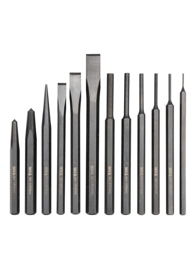 Chisel And Punch Set 12 YT-4714 Black