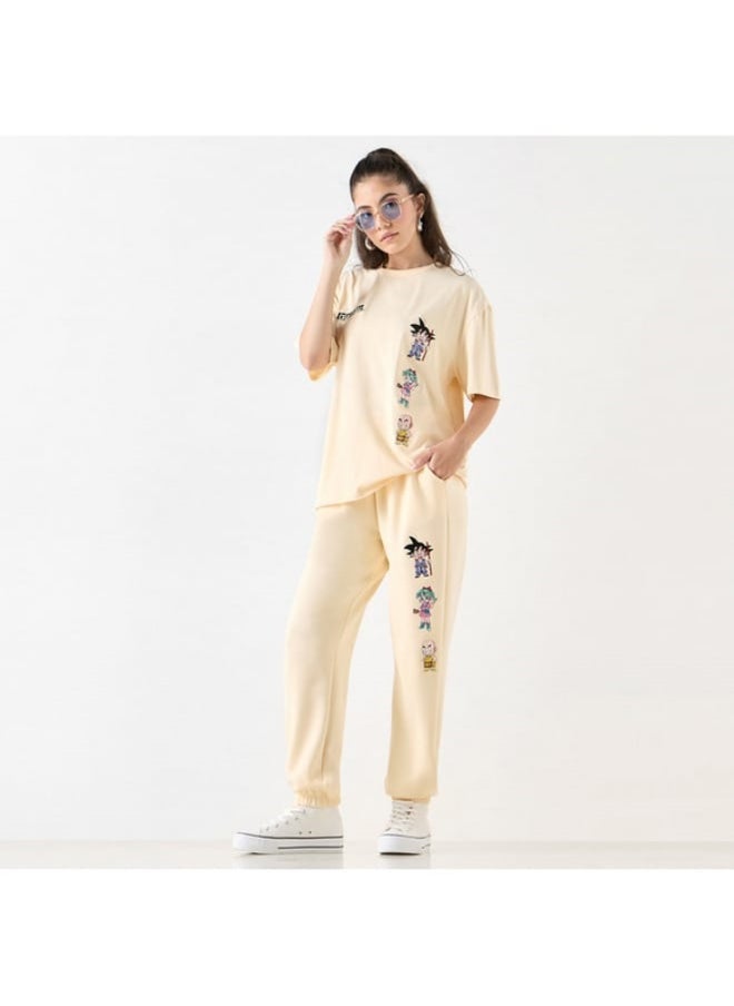 Dragon Ball Z Print Joggers with Drawstring Closure and Pockets