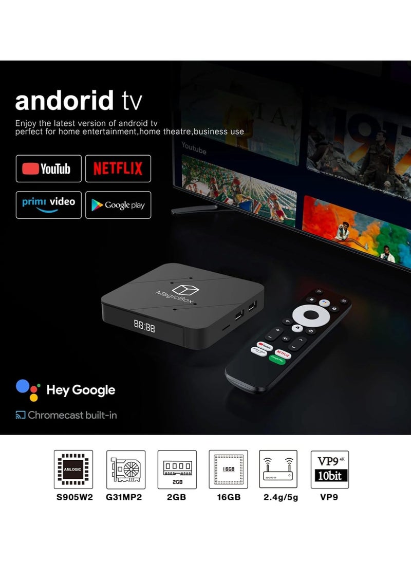 Voice Control Android TV Box 2GB RAM 16GB ROM, RK3318 Quad Core, 2.4G/5G Dual WiFi, 4K/8K/3D Supportive, Bluetooth 4.0, USB 3.0, Smart Android TV Box