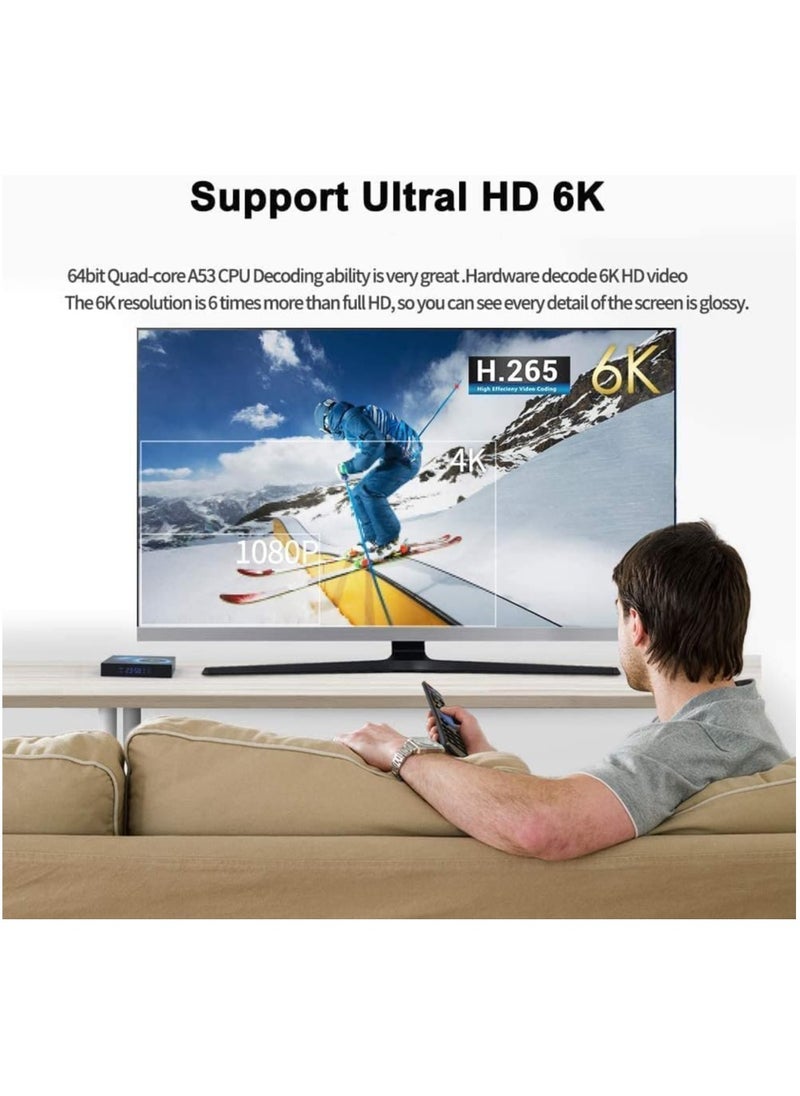 T95 Android TV Box, 8GB RAM 128GB ROM, 10.0 Android TV Box 6K 3D TV Box Android H616 Quad-Core Cortex-A53 CPU, Android Box 2.4G/5G Wi-Fi 100M LAN Ethernet Bluetooth Smart TV Box