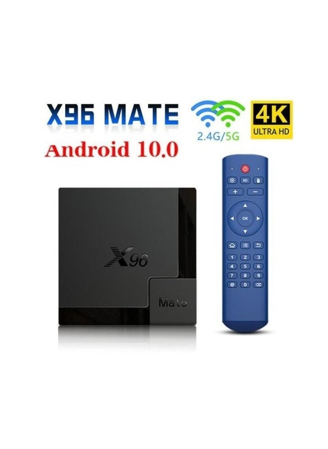 X96 Mate Smart TV Box, 4GB RAM + 64GB ROM, Android 10.0 TV Box, Allwinner H616 Quad Core ARM Cortex A53 CPU, Support Dual WiFi 2.4G/5G, 4K/UHD/3D Media Player, H.265 Ethernet 10/100M Set Top Box