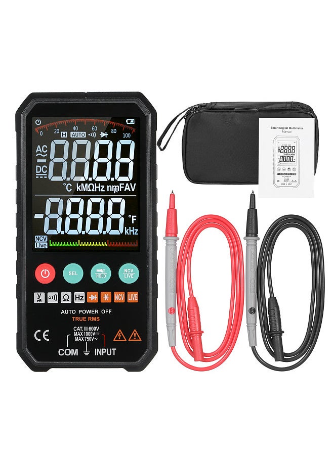 Super Slim Palm Size 3.3-inch LCD Digital Multimeter 6000 Counts True RMS Universal Meter High Accuracy Smart Measure AC/DC Voltage Resistance Capacitance Frequency Continuity Diode NCV Test