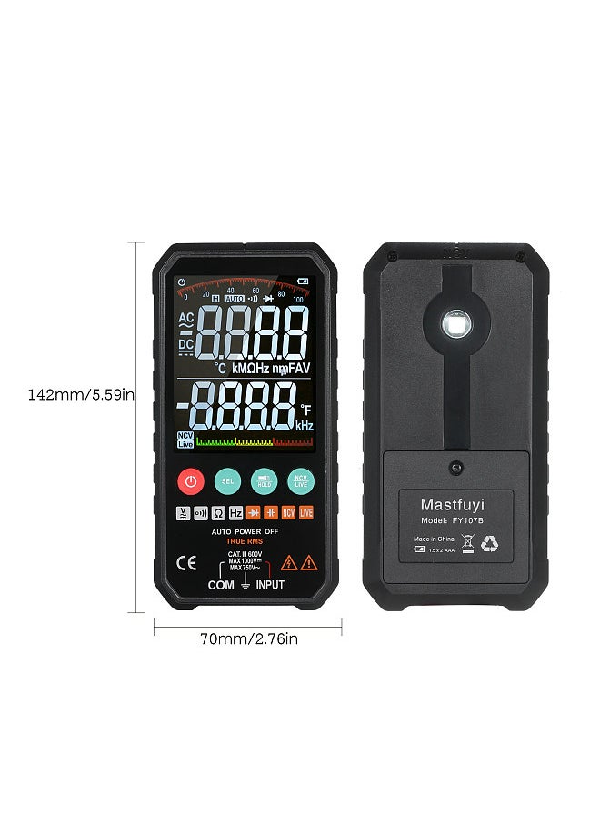 Super Slim Palm Size 3.3-inch LCD Digital Multimeter 6000 Counts True RMS Universal Meter High Accuracy Smart Measure AC/DC Voltage Resistance Capacitance Frequency Continuity Diode NCV Test