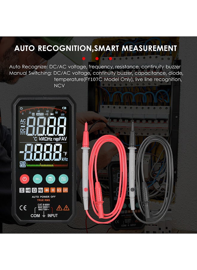 Super Slim Palm Size 3.3-inch LCD Digital Multimeter 6000 Counts True RMS Universal Meter High Accuracy Smart Measure AC/DC Voltage Resistance Capacitance Frequency Continuity Diode NCV Test