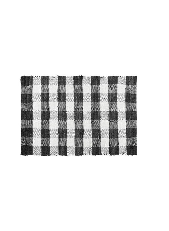 Cotton Buffalo Check Plaid Rugs Washable Handwoven Checkered Rug Welcome Door Mat 22X34 Rug For Kitchen Bathroom Outdoor Porch Laundry Living Room Farmhouse Reversible Rag Rug Black White