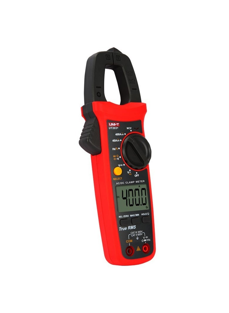 UNI-T UT203 Plus Digital Clamp Meter, True RMS AC/DC Current and Voltage Tester with Resistance, Capacitance, and Frequency Measurement