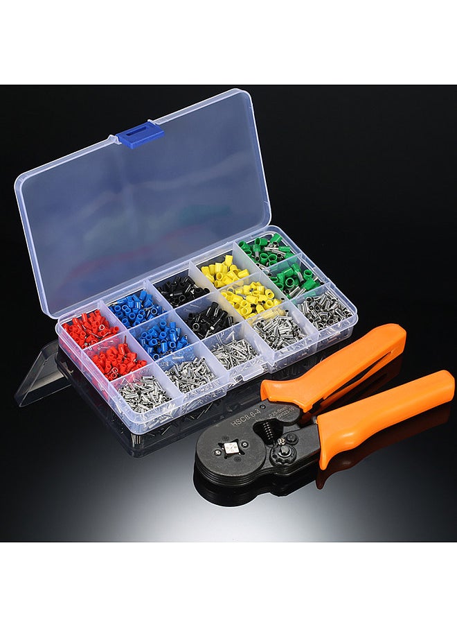 Self Adjustable Professional Cable Wire Crimper Crimping Pliers Tool Ferrule Crimpers 0.25-6.0mm² + 1640pcs Copper Insulated Cord Pin End Crimp Terminals Electrical Wire Connector AWG23-10 Set