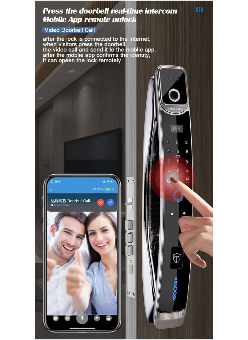 3D Face Real-time Intercom Smart Door Lock Security Face Camera Intelligent Fingerprint Password Biometric Electronic Key Unlock