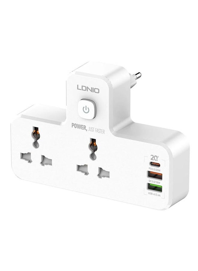 Double Plug Adaptor with Touch Control Nightlight 2 Way Plugs Extension Multi Sockets Wall Charger Adapter with 1 USB C & 2 USB Slots PD & QC3.0 Power Socket for Home Office