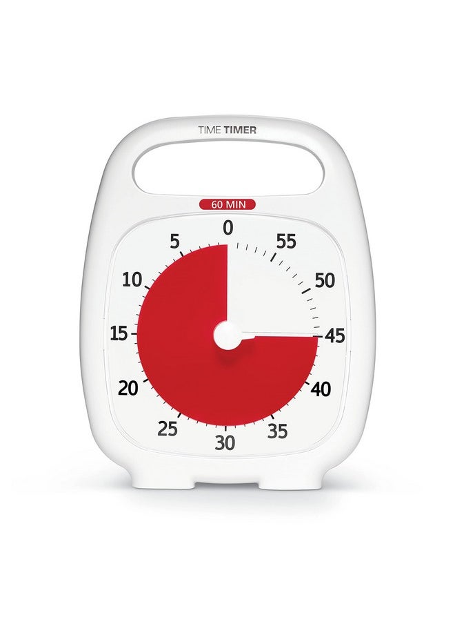 Plus 60 Minute Desk Visual Timer Countdown Timer With Portable Handle For Classroom, Office, Homeschooling, Study Tool With Silent Operation (White)