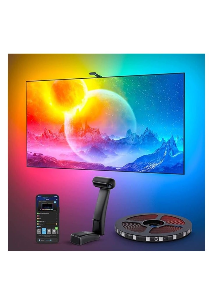 Envisual TV Backlight T2 with Dual Cameras 11.8ft RGBIC Wi-Fi TV LED Backlight for 55-65 Inch Dual TV Light Beads for Ultra-Thin TVs Smart App Control Music Sync