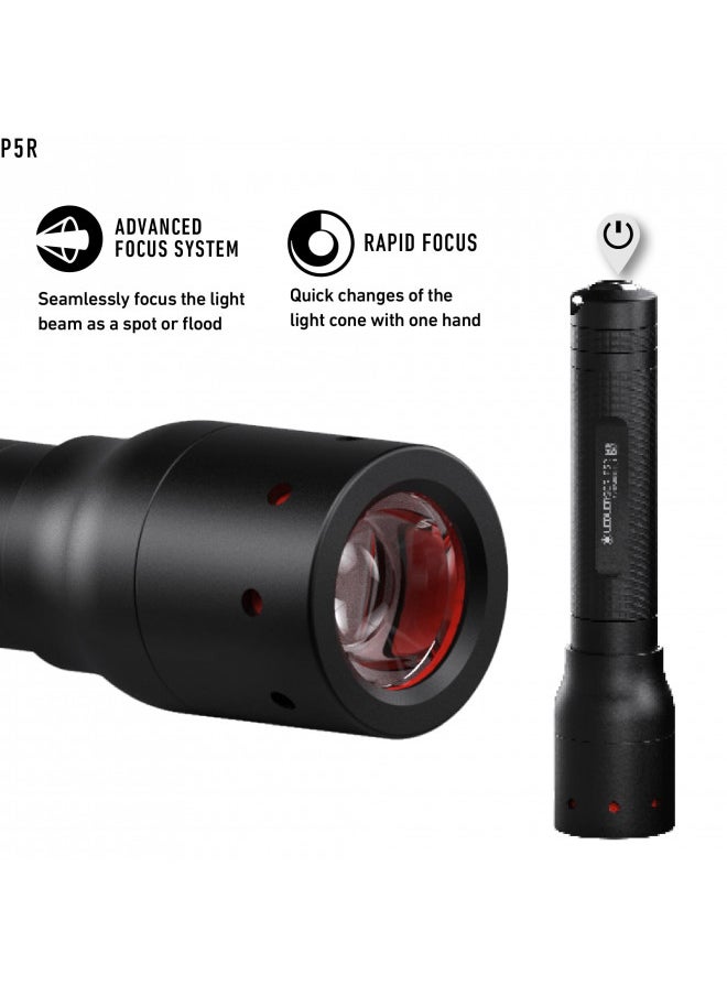 Ledlenser, P5R Rechargeable Flashlight, 420 Lumens, Floating Charge System, Advanced Focus System