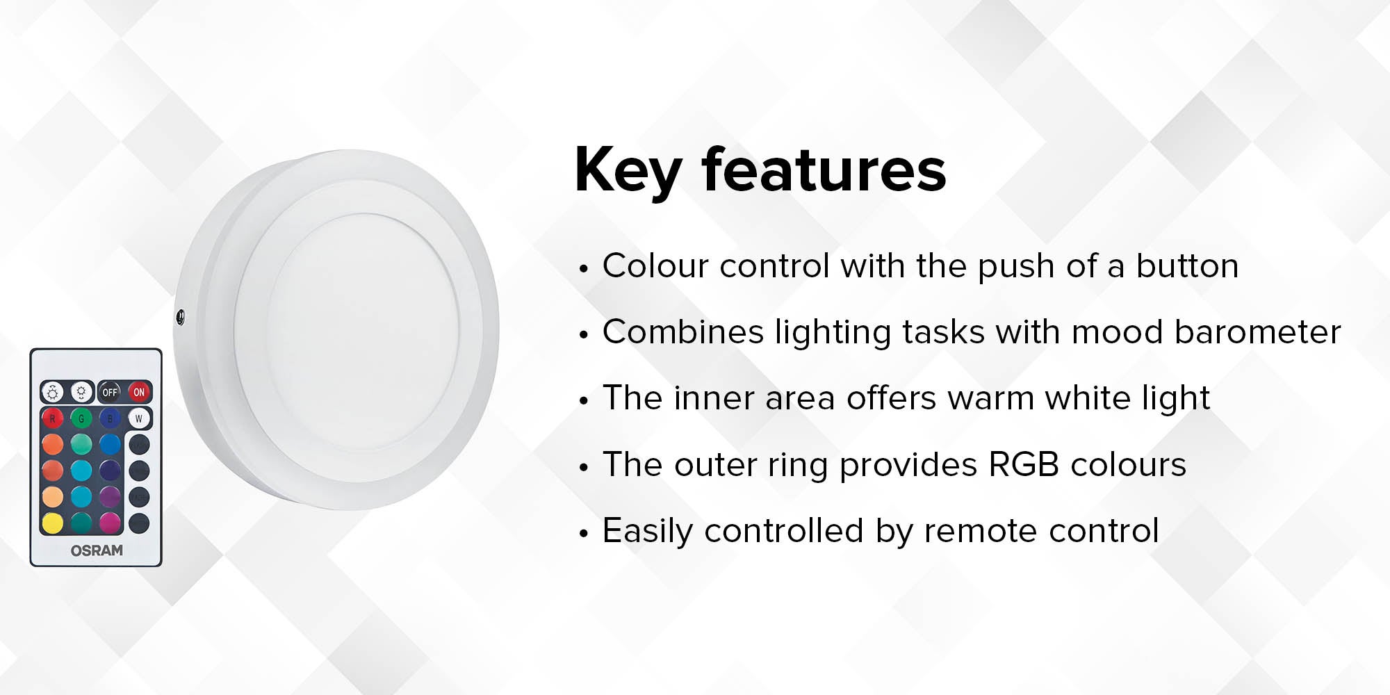 Osram Led Kids Room Wall And Ceiling Round Light, Color Changing Led Light Remote Control Warm White