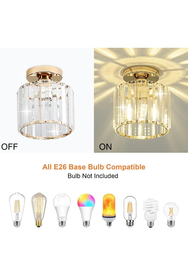 Crystal Light Fixtures, Small Modern Chandeliers Ceiling Lamps, Semi Flush Mount Crystal Ceiling Light Fixture for Bedroom, Entryway, Bathroom, Hallway, Kitchen