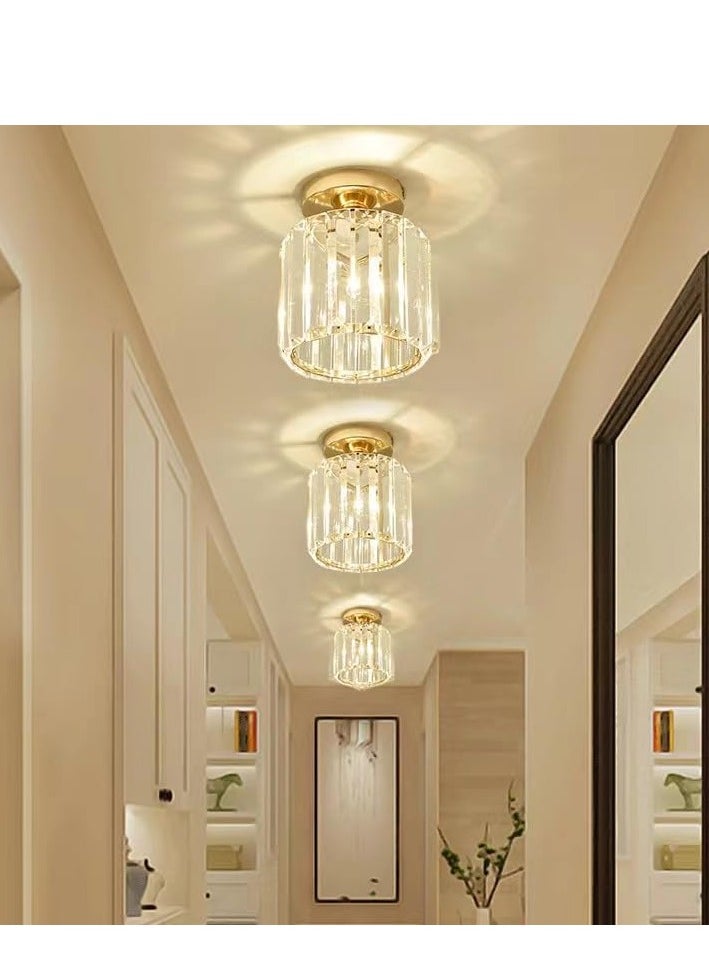 Crystal Light Fixtures, Small Modern Chandeliers Ceiling Lamps, Semi Flush Mount Crystal Ceiling Light Fixture for Bedroom, Entryway, Bathroom, Hallway, Kitchen