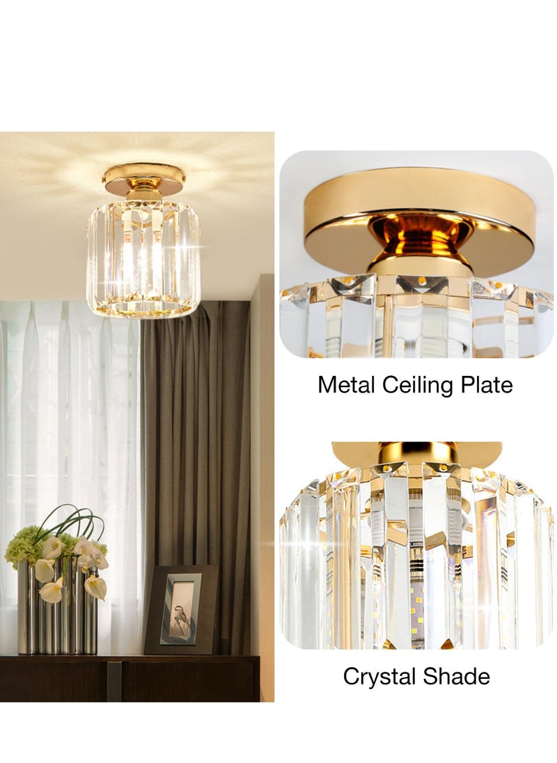 Crystal Light Fixtures, Small Modern Chandeliers Ceiling Lamps, Semi Flush Mount Crystal Ceiling Light Fixture for Bedroom, Entryway, Bathroom, Hallway, Kitchen