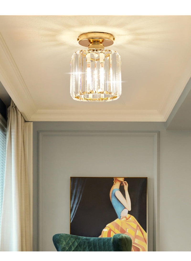 Crystal Light Fixtures, Small Modern Chandeliers Ceiling Lamps, Semi Flush Mount Crystal Ceiling Light Fixture for Bedroom, Entryway, Bathroom, Hallway, Kitchen